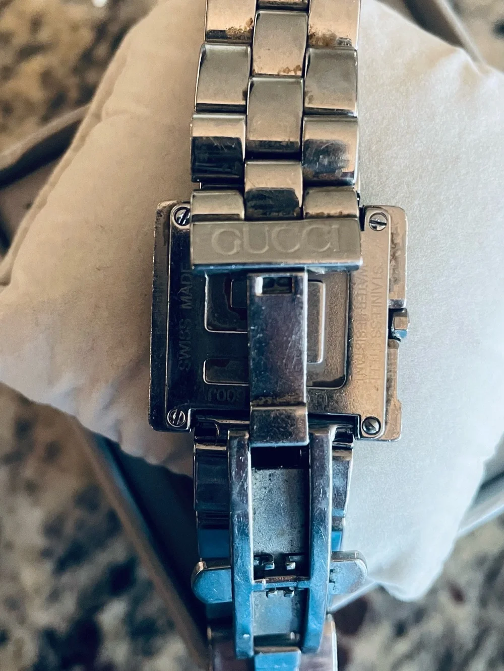 Gucci Silver-Tone G-Frame Bracelet Watch with Black Dial